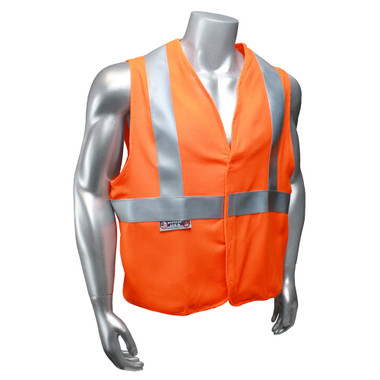 Arc Flame Resistant Orange, Class 2 Sleeveless Vest -  Front View in Daylight