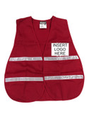 Red Incident Command Safety Vests, Silver Stripes w/ Clear Pocket Front pic 1