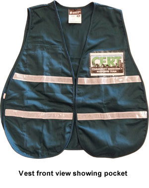 Incident Command Safety Vests GREEN with Silver Stripes ~ CERT LOGO on FRONT AND BACK pic 1