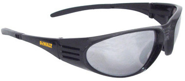 Dewalt Ventilator ~ BLACK Frame Safety Glasses ~ With Silver Mirror Lens