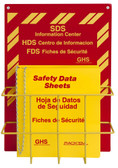 MSDS Right-To-Know Center, 3 language- Includes MSDS sign, 1.5 inch binder, and wire rack 