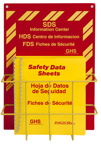 MSDS Right-To-Know Center, 3 language- Includes MSDS sign, 1.5 inch binder, and wire rack 