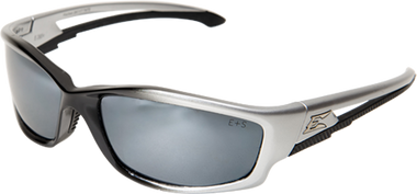 Edge Kazbek Safety Glasses ~ Black Frame, Silver Mirror Lens