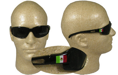 Wolverine (Dakura) Safety Glasses ~ Black Frame with Smoke Lens ~ And Mexican Flag Logo