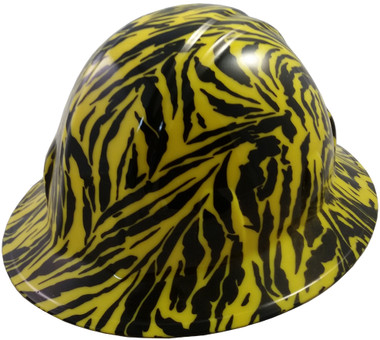 Hydro Dipped Full Brim Hard Hat Yellow Tiger Design
