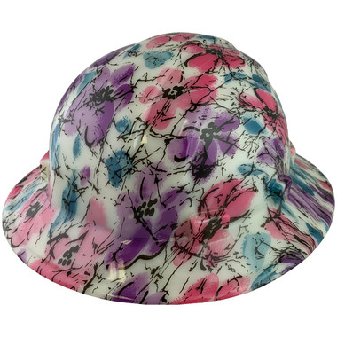 Flower Hydro Dipped GLOW IN THE DARK Hard Hats Full Brim Style with Ratchet Suspensions