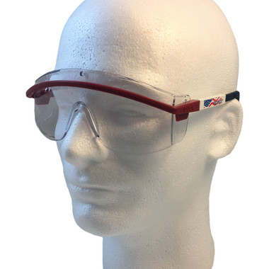 Uvex Astrospec 3000 Glasses ~ Red/White/Blue Frame ~ Clear Lens