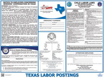 Texas with  Workers Compensation State Labor Law Posters