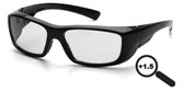 Pyramex Emerge ~ Magnification Glasses ~ Black Frame ~ Clear 1.5 Lens