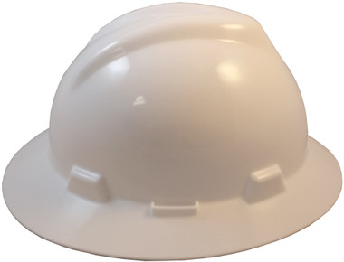 MSA V-Gard Full Brim Hard Hats with Fas-Trac Suspensions White
