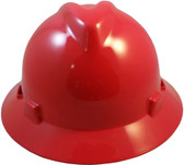 MSA V-Gard Full Brim Hard Hats with Staz-On Suspensions Standard Red