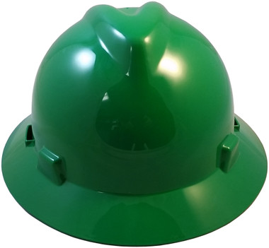 MSA V-Gard Full Brim Hard Hats with Staz-On Suspensions Green