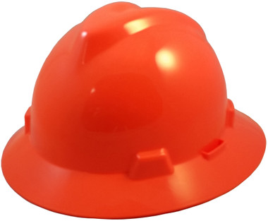 MSA V-Gard Full Brim Hard Hats with One-Touch Suspensions Standard Orange