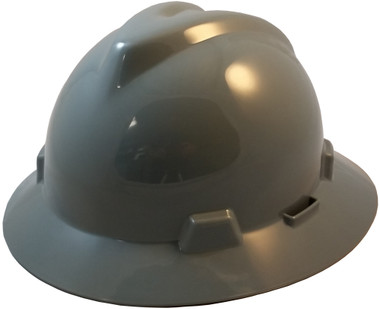 MSA V-Gard Full Brim Hard Hats with One-Touch Suspensions Gray