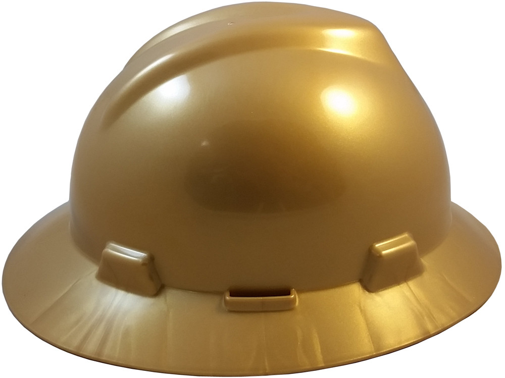 MSA VGard Full Brim Hard Hats FasTrac Suspensions Gold