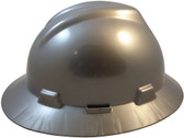 MSA V-Gard Full Brim Hard Hats with Fas-Trac Suspensions Silver