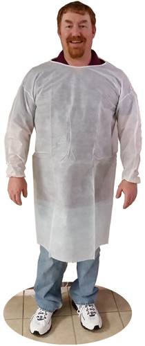 Sunsoft WHITE Isolation Gown w/ Elastic wrists, Ties  pic 1