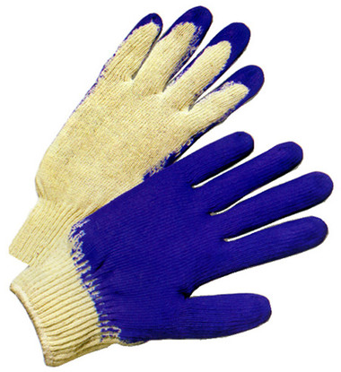 Cotton Knit Glove w/ Dipped Blue Rubber Pair Pic 1