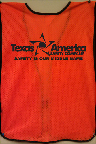 Imprinted Orange safety vests back