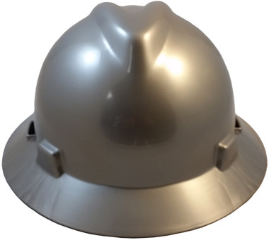MSA V-Gard Full Brim Hard Hats with Staz-On Suspensions Silver