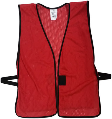 Brick Red Mesh Plain Safety Vest  pic 1