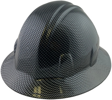 Carbon Fiber Design Hydro Dipped Hard Hats Full Brim Style ~ Oblique View