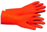 Orange Flock Lined Latex Thick 28 mil Gloves Pic 1