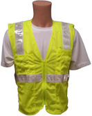 Lime MESH SURVEYOR Safety Vests CLASS 2 with Silver Stripes Front View