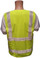 ANSI 2004 Sleeveless Class 2 Double Stripe LIME Safety Vests - Silver Stripes Back