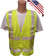 ANSI 2004 Sleeveless Class 2 Double Stripe LIME Safety Vests - Silver Stripes Front