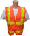 ANSI 2004 Sleeveless Class 2 Double Stripe Orange Safety Vests - Lime Stripes Front
