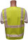 ANSI 2004 Sleeveless Class 2 Double Stripe LIME Mesh Safety Vests - Silver Stripes Back