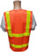 ANSI 2004 Sleeveless Class 2 Double Stripe Orange Mesh Safety Vests -Lime Stripes Back Pic