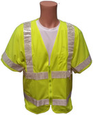 ANSI 2004 SLEEVED Class 3 Double Stripe LIME Safety Vests - Silver Stripes 