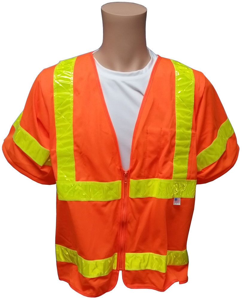 ANSI 2004 SLEEVED Class 3 Orange Safety Vests, Size 2XL