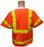 ANSI 2004 SLEEVED Class 3 Double Stripe Orange Safety Vests - Lime Stripes Back