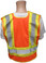 ANSI 207-2006 Public Service Safety Vests ~ Orange with Lime/Silver Stripes ~ 5 point Velcro Tear-Away Back
