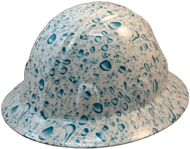 Raindrop Hydro Dipped Hard Hats Full Brim Design ~ Oblique View