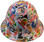 Route 66 Sticker Bomb Hydro Dipped Hard Hats, Full Brim Design ~ Front View
