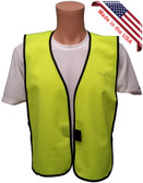 Solid Material Lime Safety Vests ~ Front View
