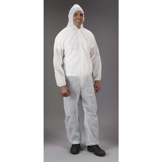 Polypropylene Coveralls w/ Hood, Elastic Wrists, Ankles, Size 5X
