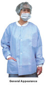 Polypropylene Lab Jacket Blue w/ 3 Pockets. Snap Front   pic 2