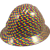 Autism Puzzle Hydro Dipped Hard Hats Full Brim Design - Oblique View