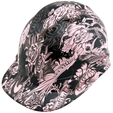 Tattoo Light Pink Cap Style Hydro Dipped Hard Hats oblique