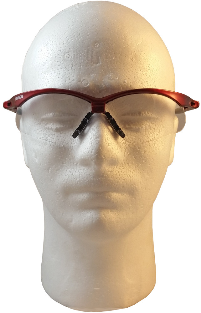 Jackson Nemesis Metallic Red Frame Safety Glasses with Fog Free Clear Lens 