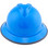 MSA Advance Full Brim Vented Hard hat with 4 point Ratchet Suspension Blue - side View with edge