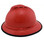 MSA Advance Full Brim Vented Hard hat with 4 point Ratchet Suspension Red - Left Side View with edge