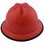 MSA Advance Full Brim Vented Hard hat with 4 point Ratchet Suspension Red - Front Oblique View with edge