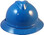 MSA Advance Full Brim Vented Hard hat with 4 point Ratchet Suspension Blue - Front View
