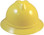 MSA Advance Full Brim Vented Hard hat with 4 point Ratchet Suspension Yellow - Front View